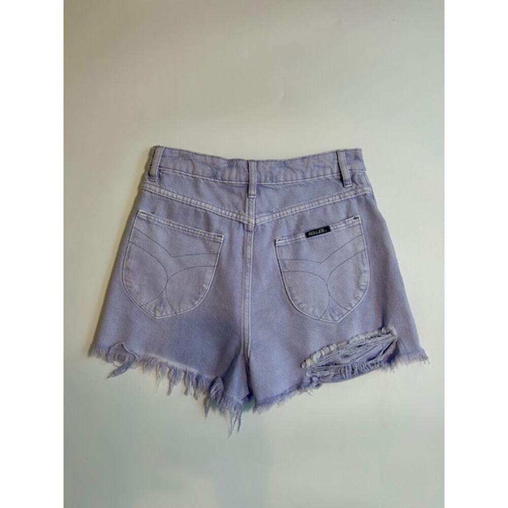 Outer Banks Rolla’s Dusters Distressed High Waist Lavender Denim Shorts Sz 4 26 - Picture 4 of 6